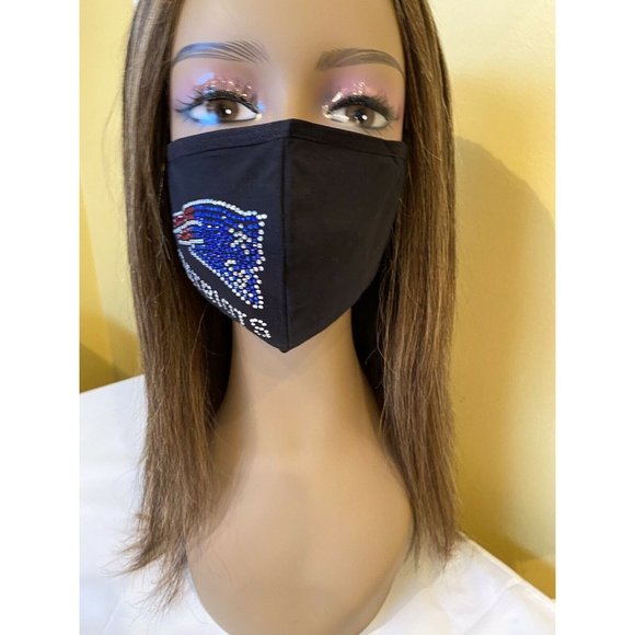 New England Patriots Rhinestone Bling Face Mask Side Logo - Picture 8 of 12